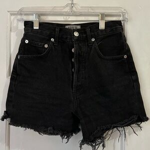 Agolde Black Frayed Hem Jean Shorts